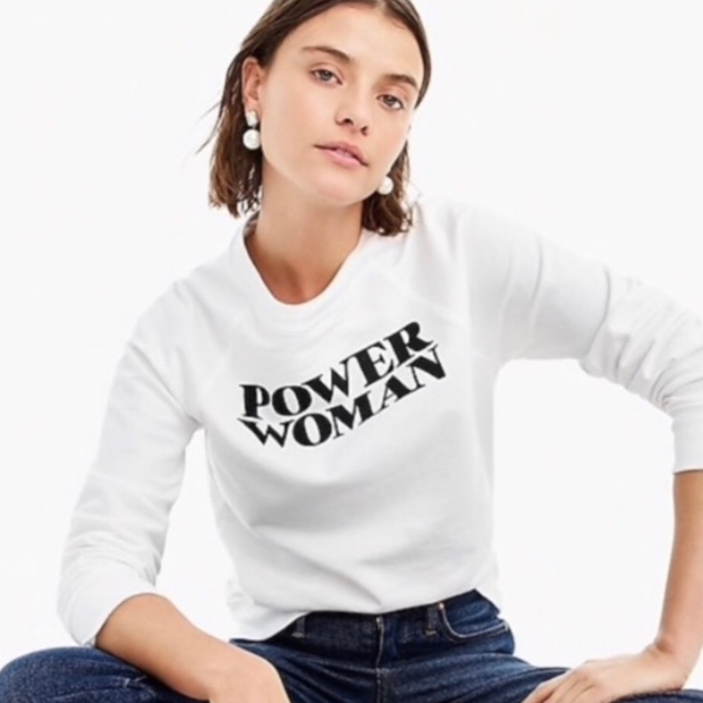 J. Crew White Sweatshirt with Bold Black Text
